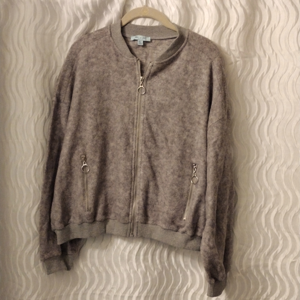 She + Sky L fleece zip up activewear casual jacket